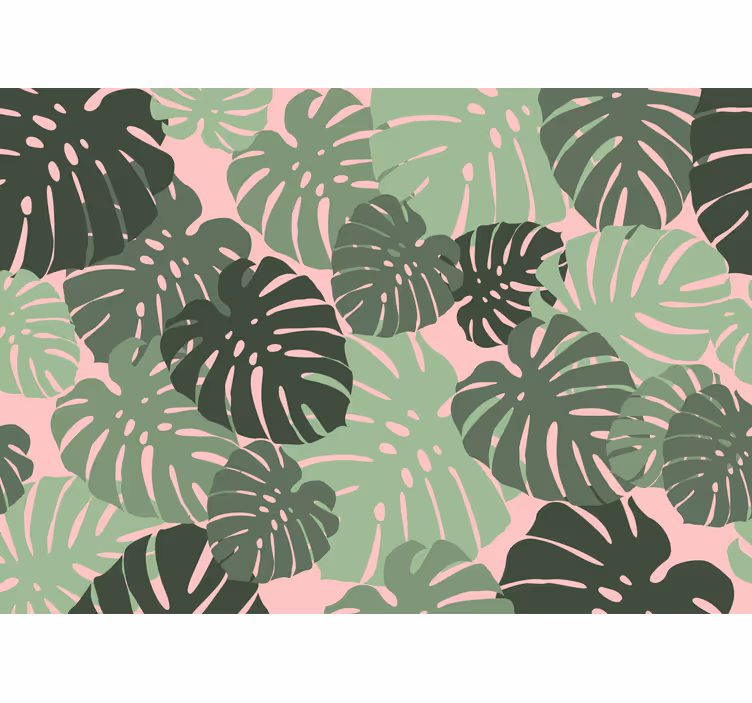 Rullgardin kök monstera blad rosa färg - Tenstickers