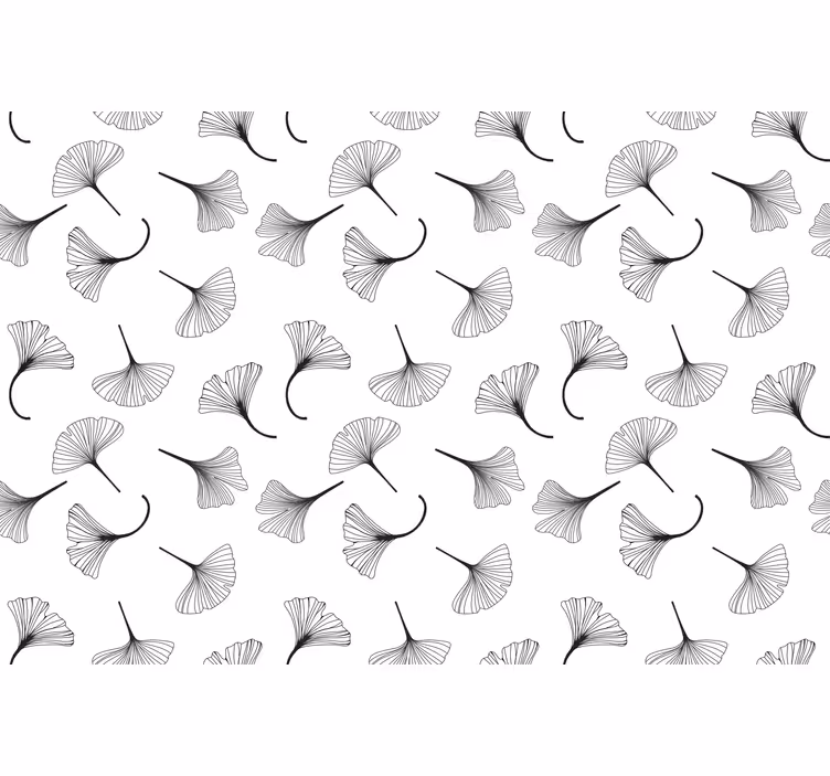 Rullgardin kök ginkgo blad svart mönster - Tenstickers