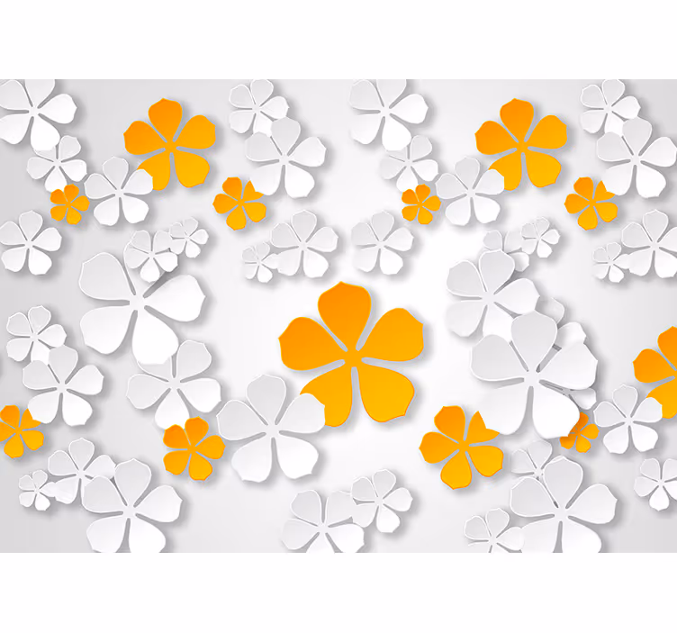 Vit rullgardin blomstrande kontrast - Tenstickers