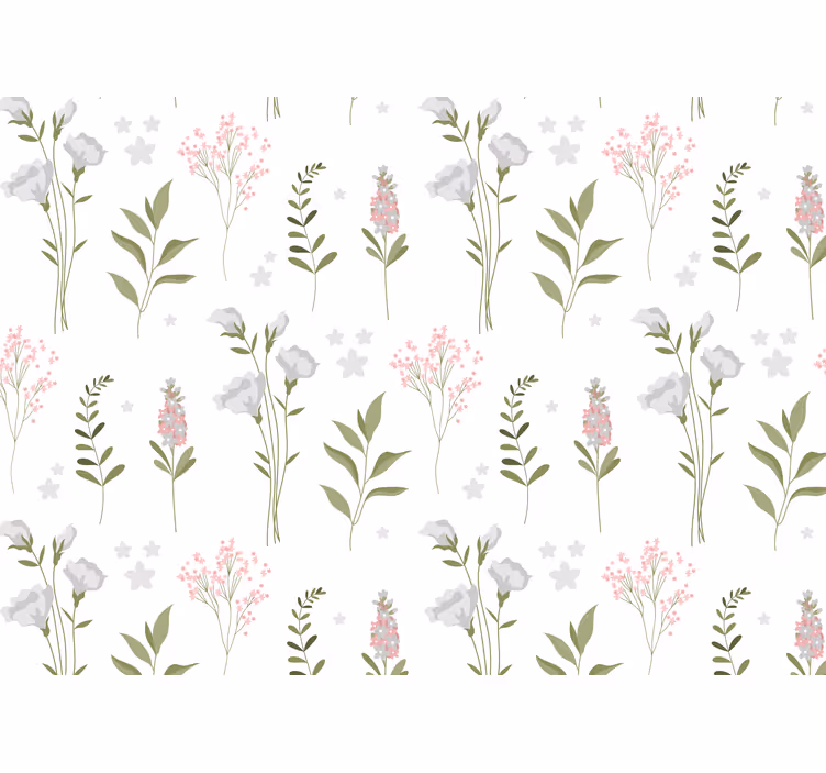 Vit rullgardin med minimalistiskt vildblommönster - Tenstickers