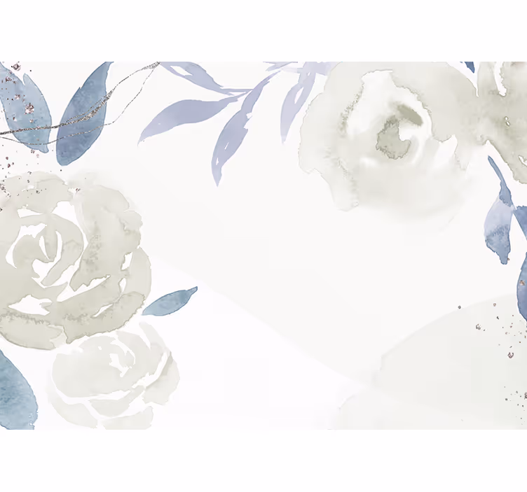 Vit rullgardin blomsterdekor konstnärlig illustration - Tenstickers