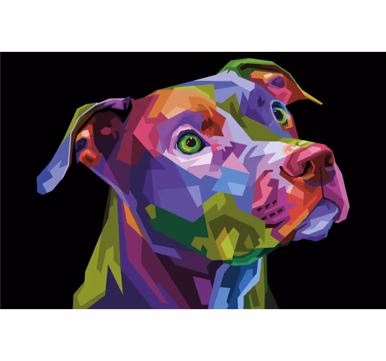Rullgardin vardagsrum modern flerfärgad pitbull - Tenstickers