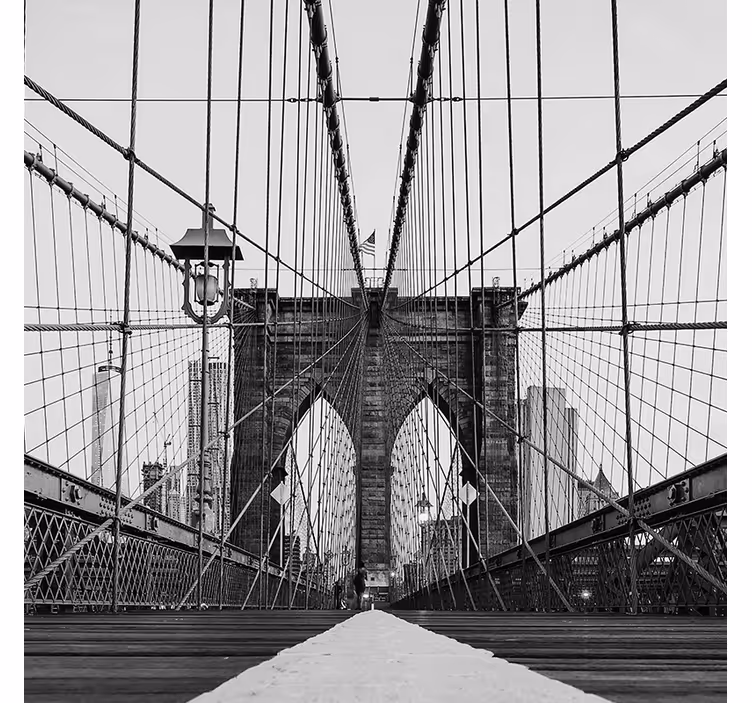 Rullgardin vardagsrum svartvit brooklyn bridge - Tenstickers