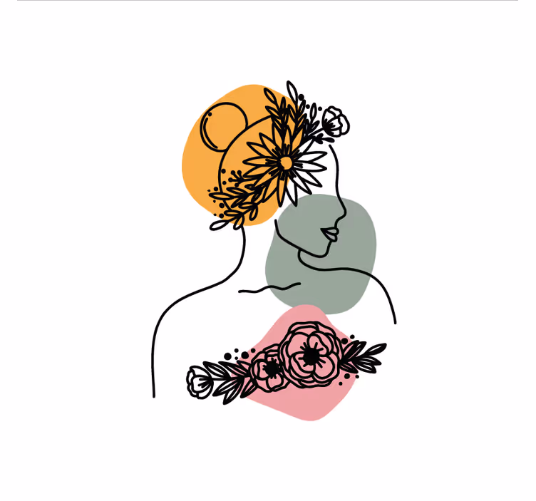 Rullgardin vardagsrum fantastisk kvinna blomma ansikte - Tenstickers