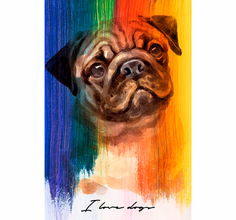 Rullgardin vardagsrum regnbågs pug - Tenstickers