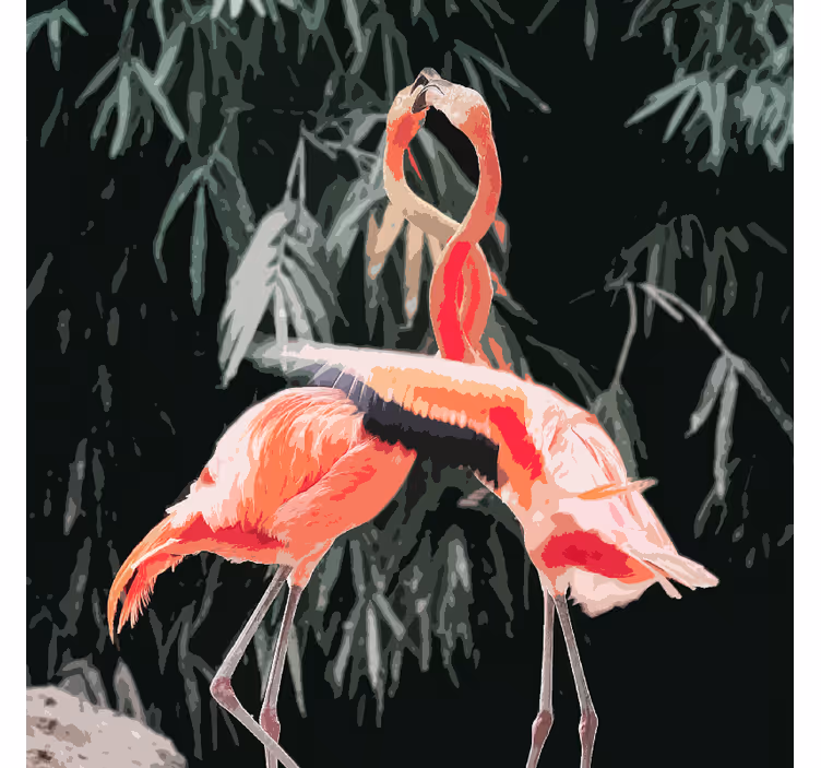 Rullgardin vardagsrum vackra flamingoskjutningar - Tenstickers