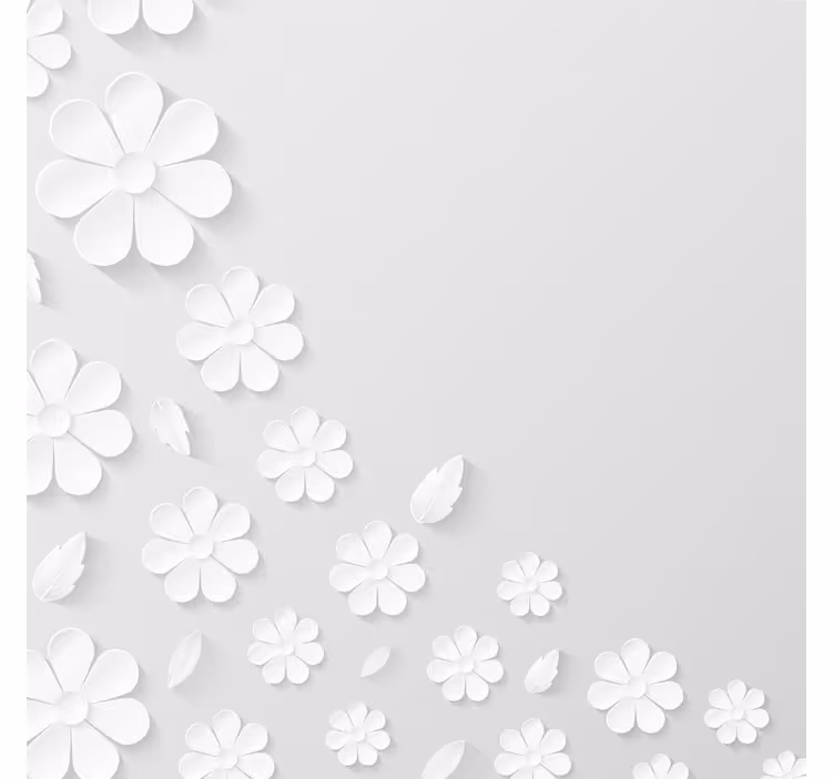 Vit rullgardin med bakgrund av vita blommor - Tenstickers