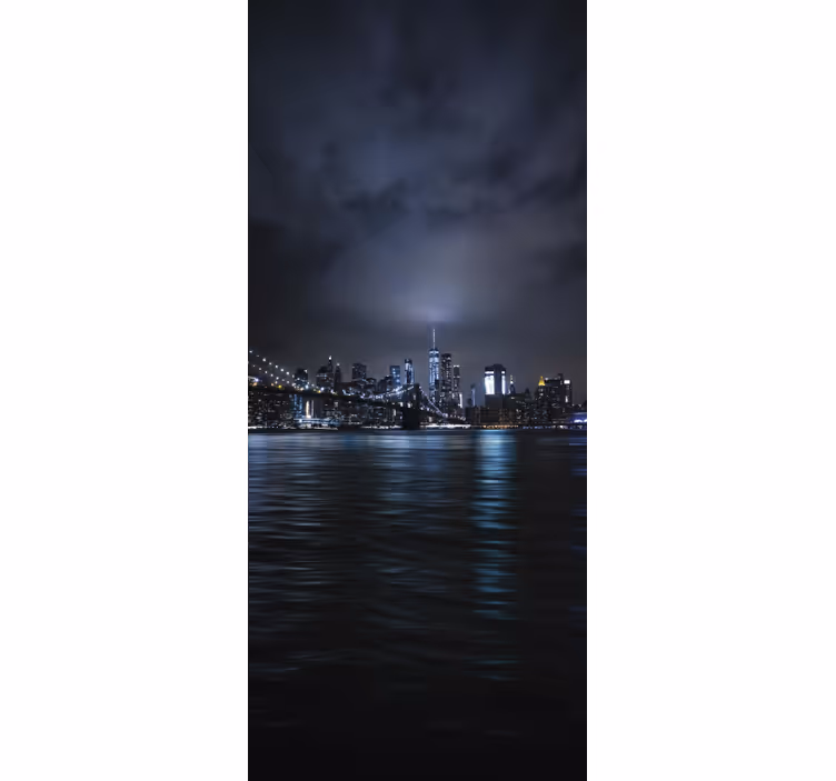 Svart rullgardin urban night panorama - Tenstickers