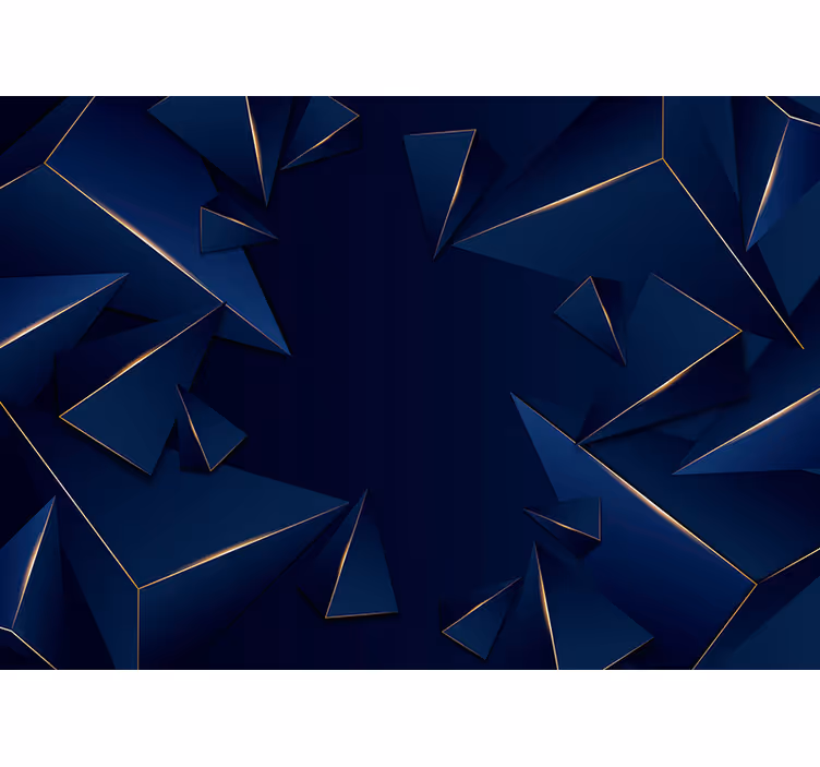 Svart rullgardin blå och guld geometriskt mönster - Tenstickers