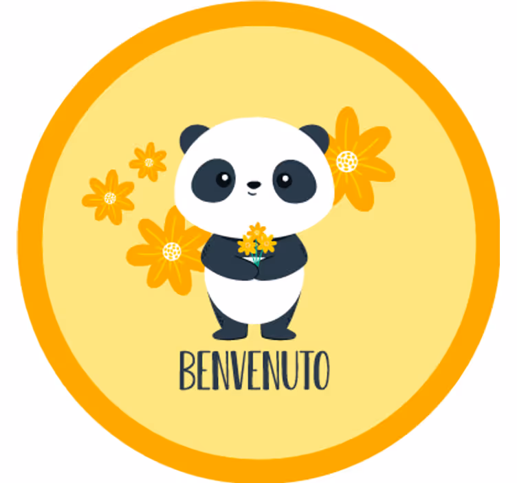 Rullgardin gul panda välkommen till mitt rum - Tenstickers