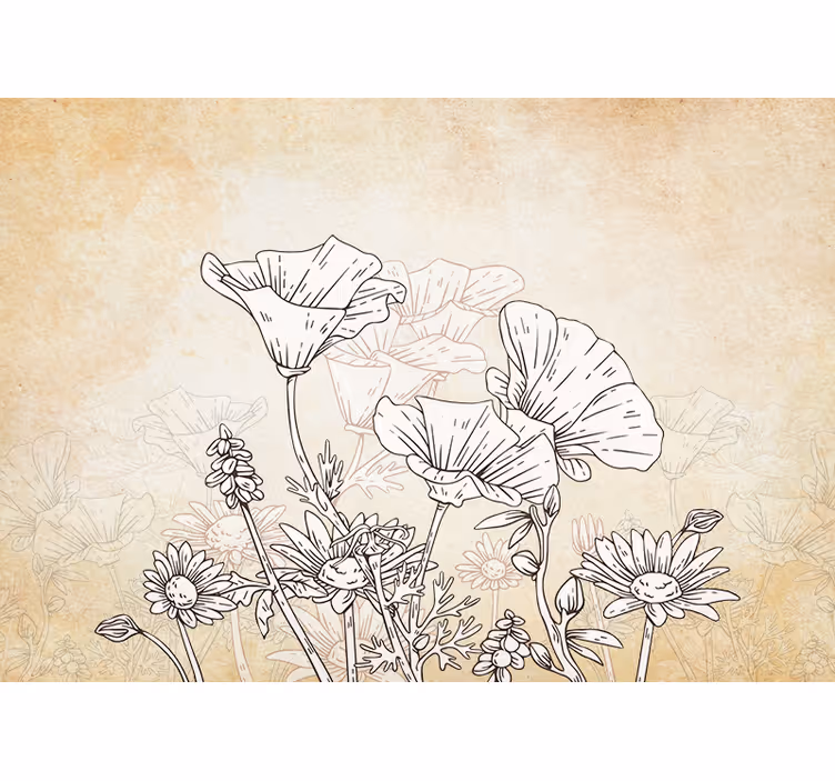 Rullgardin beige vintage äng - Tenstickers