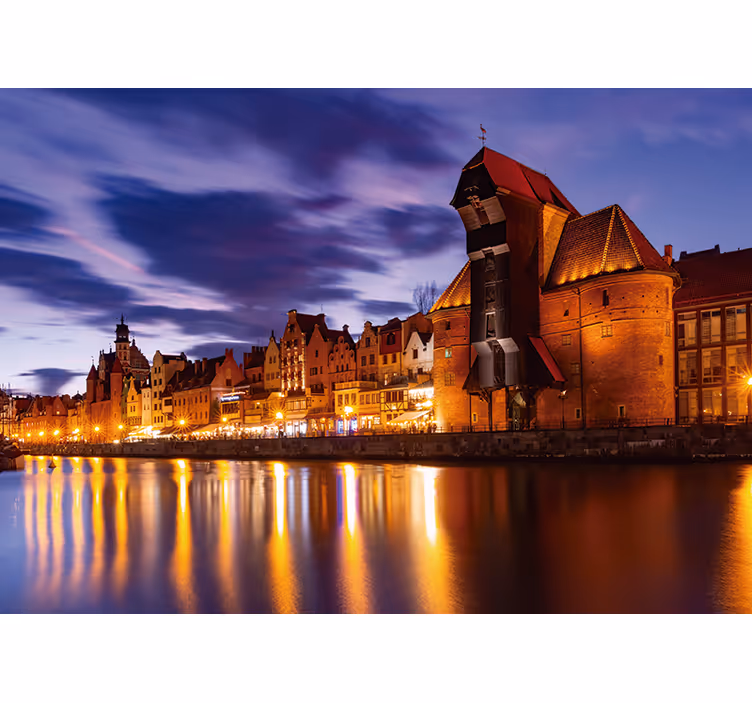 Rullgardin blå gdańsk på natten - Tenstickers