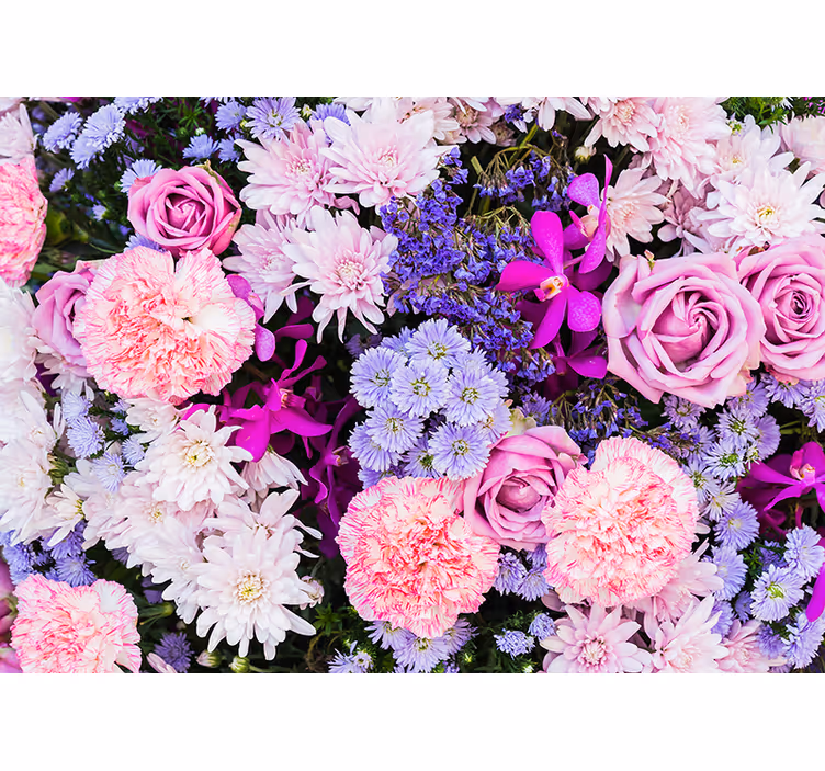 Rullgardin rosa färgglada blommor - Tenstickers