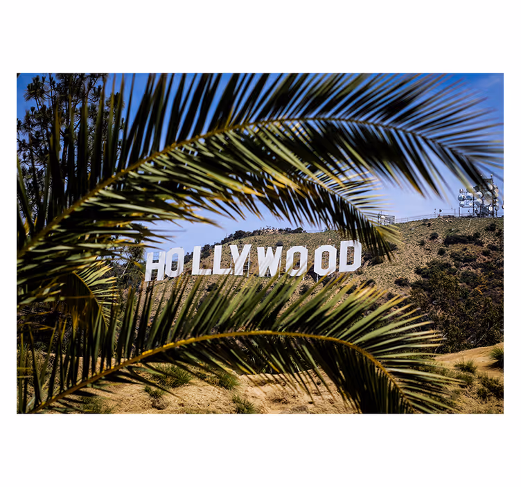 Rullgardin vardagsrum hollywoodskylten och trädet - Tenstickers