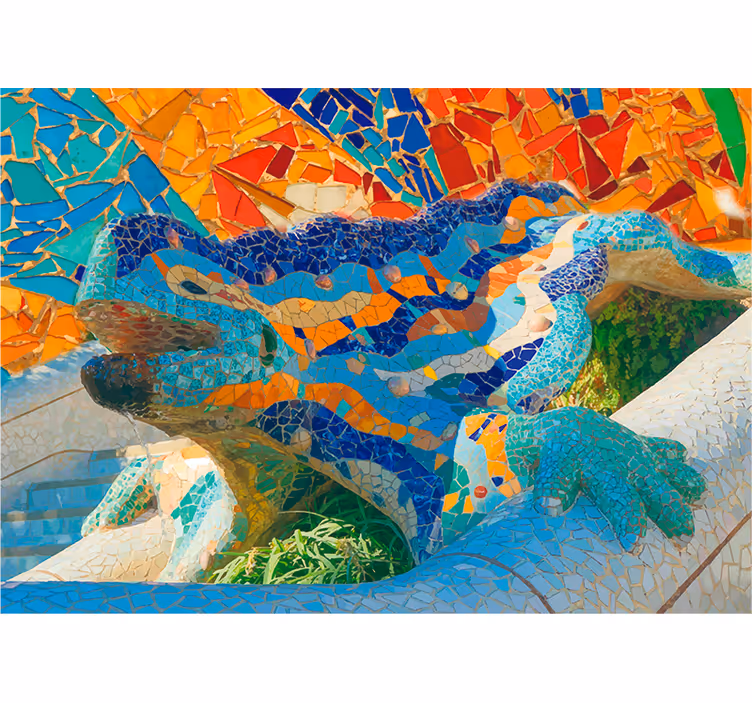 Rullgardin vardagsrum fototapet barcelona park güell - Tenstickers
