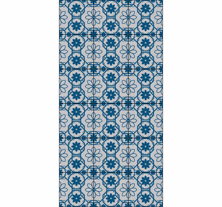 Rullgardin blå blomster mosaik kakel - Tenstickers