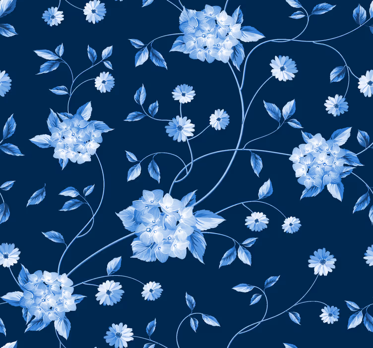 Rullgardin blå blomsterstjälkar - Tenstickers