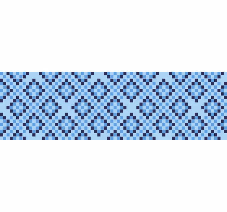 Rullgardin blå geometriskt blått pixelmönster - Tenstickers