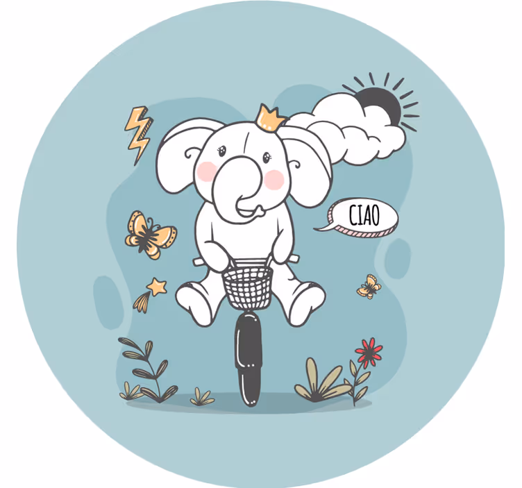 Rullgardin blå hej elefant - Tenstickers