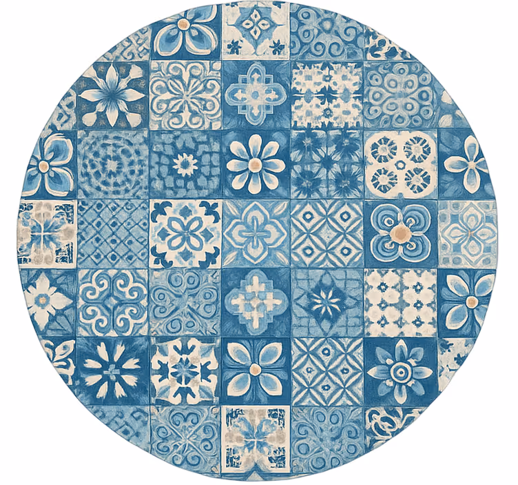 Rullgardin blå cirkulära mosaikplattor - Tenstickers
