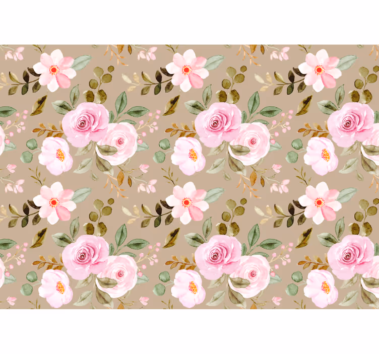Rullgardin vardagsrum vintage beige rosor textur - Tenstickers