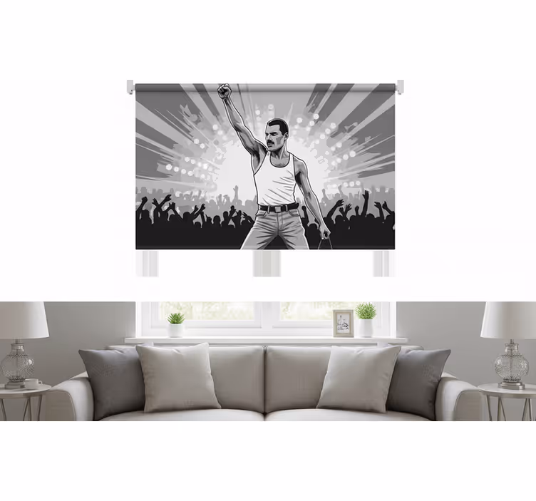Rullgardin vardagsrum freddie på wembley - Tenstickers