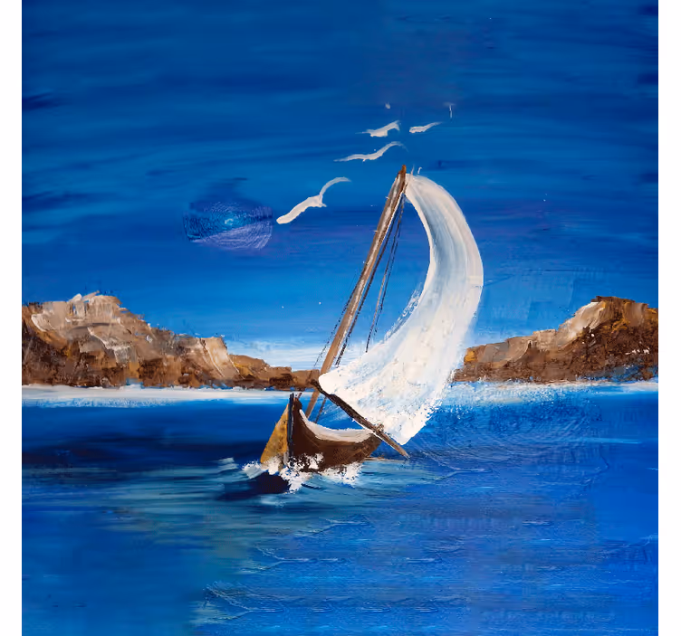 Rullgardin vardagsrum segelbåtar i canvas - Tenstickers