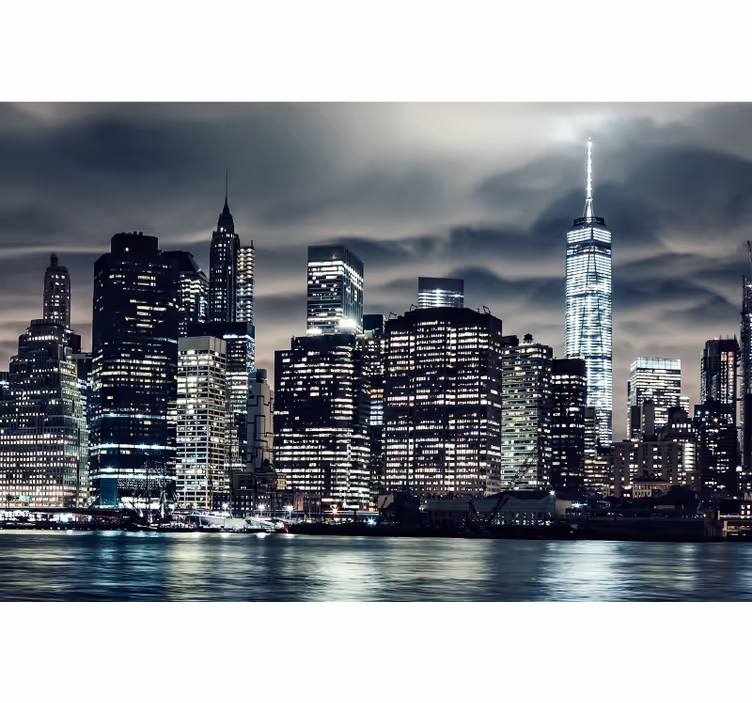 Rullgardin vardagsrum new york på natten - Tenstickers