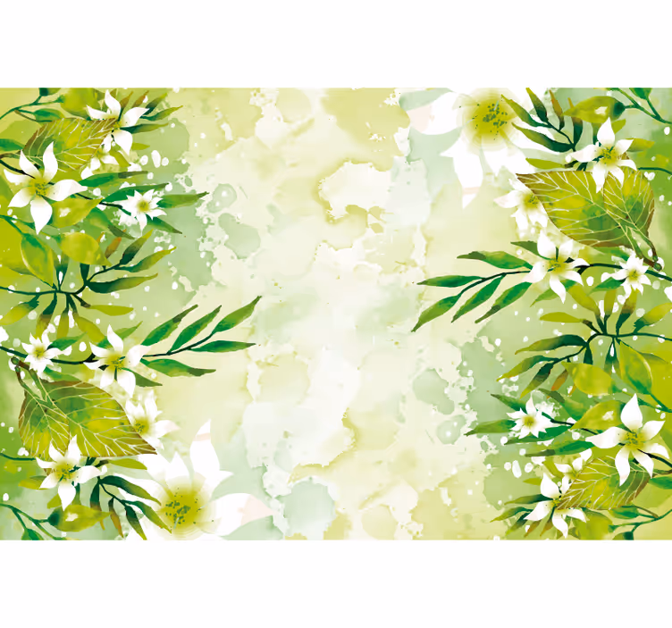 Rullgardin grön med gröna blommönster - Tenstickers