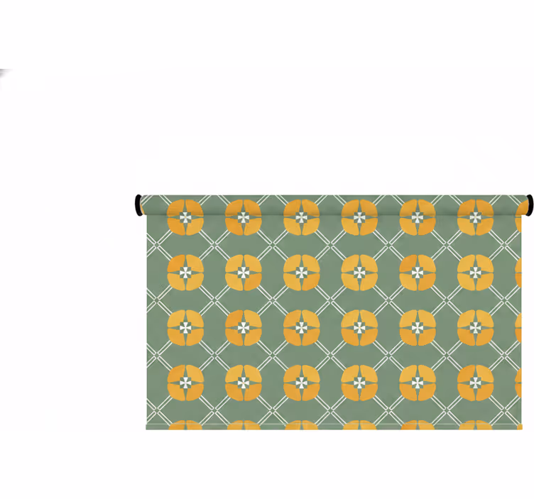 Rullgardin grön med vintage grönt blommönster - Tenstickers