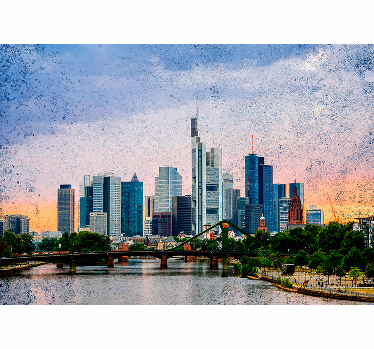 Rullgardin vardagsrum frankfurt skyline - Tenstickers