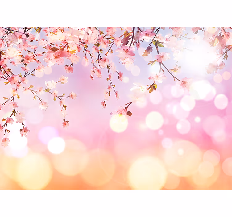 Rullgardin vardagsrum körsbärsblomma 3d - Tenstickers