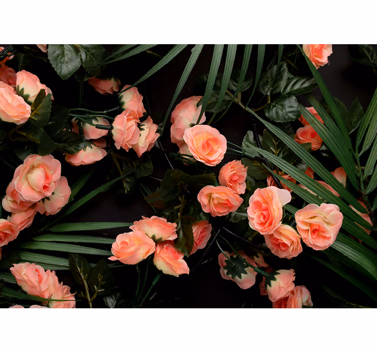 Rullgardin vardagsrum blommor med palmer - Tenstickers