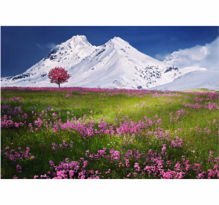 Rullgardin vardagsrum blommor i bergen - Tenstickers