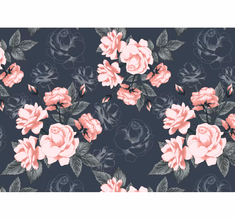 Rullgardin vardagsrum vintage vita och rosa rosor - Tenstickers