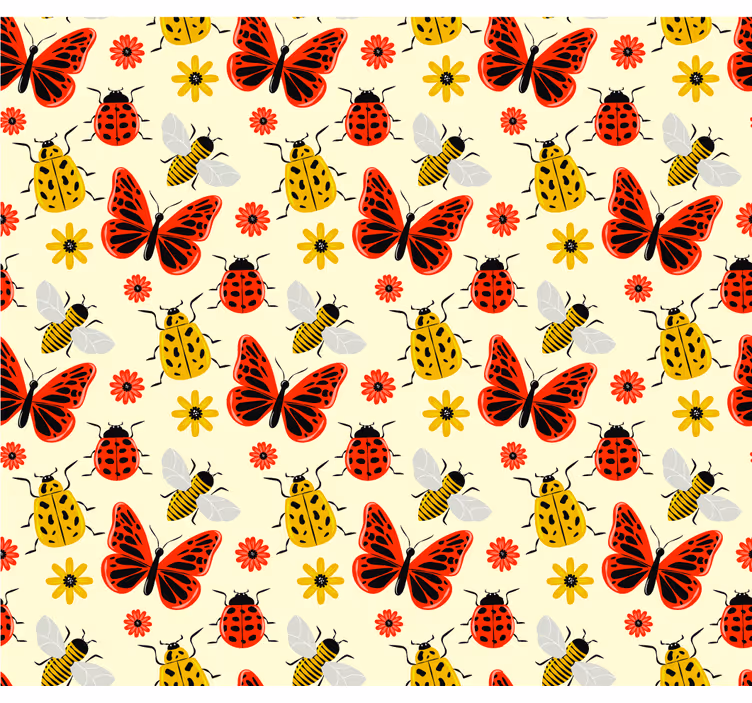 Rullgardin vardagsrum färgglad minimalistisk insektsmönster - Tenstickers