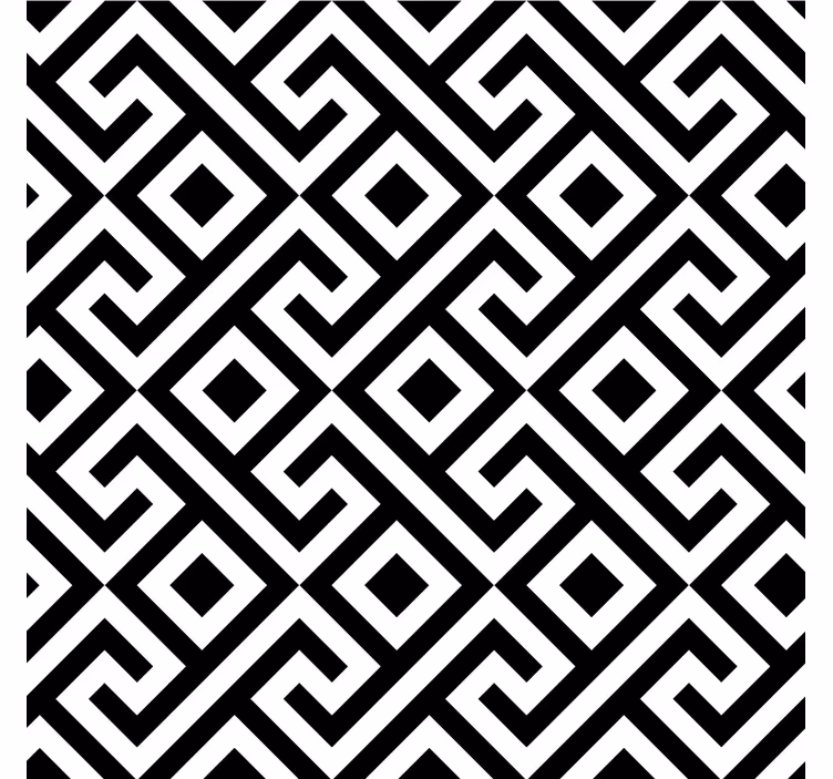 Rullgardin vardagsrum svartvit intrikat geometrisk mönster - Tenstickers