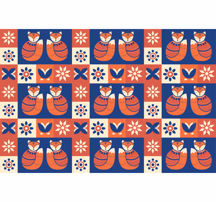 Rullgardin vardagsrum färgglad traditionell djurmönster - Tenstickers
