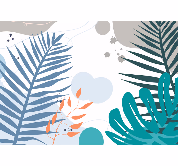 Rullgardin vardagsrum färgglada tropiska blad - Tenstickers
