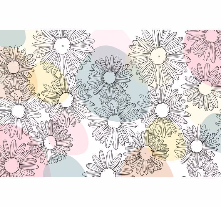 Rullgardin vardagsrum kawaii stil former och blommor - Tenstickers