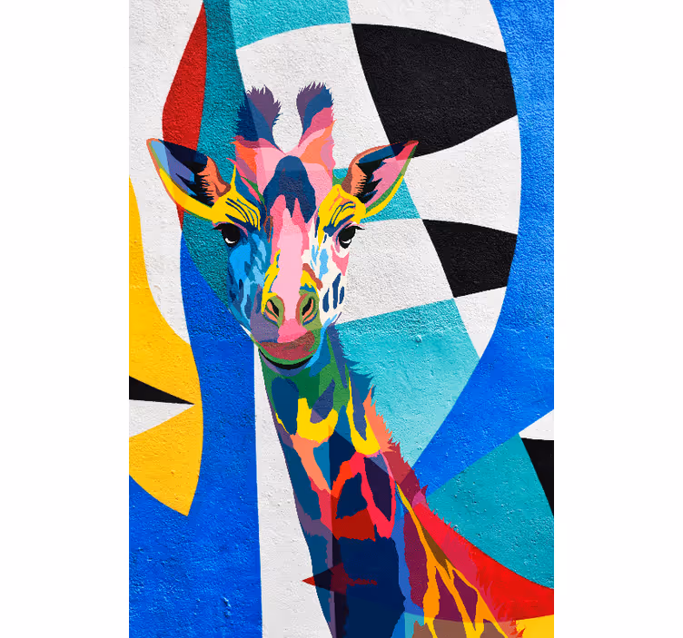 Rullgardin vardagsrum abstrakt färgglad giraff - Tenstickers