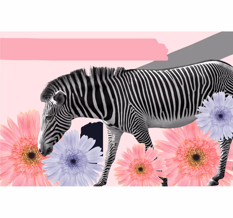 Rullgardin vardagsrum collage stil zebra målning - Tenstickers