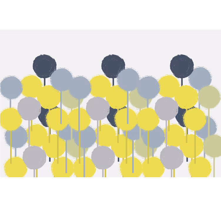 Rullgardin vardagsrum minimalistisk gul och grå cirklar - Tenstickers