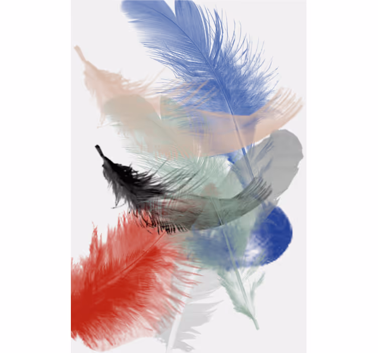 Rullgardin vardagsrum färgglad abstrakt fjädrar design - Tenstickers
