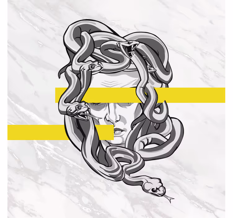 Rullgardin vardagsrum vit medusa med gula ränder - Tenstickers
