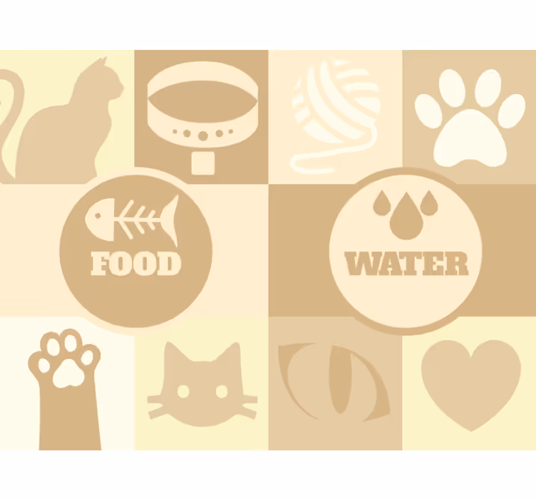 Rullgardin beige kattens vatten och mat - Tenstickers