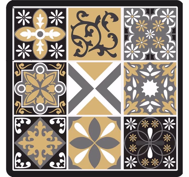 Rullgardin sovrum guld och silver patch tiles - Tenstickers