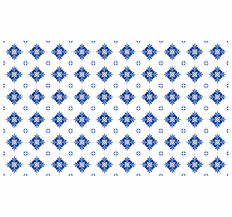 Rullgardin sovrum vintage blå kakel - Tenstickers