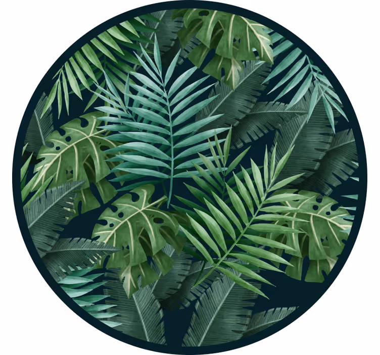 Rullgardin sovrum cirkulära exotiska gröna blad - Tenstickers