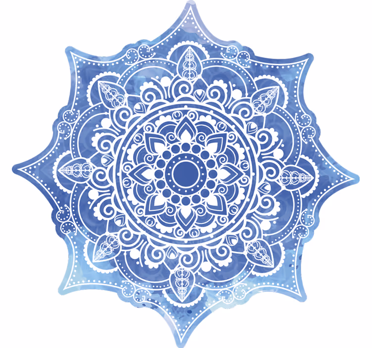 Rullgardin sovrum aquarella blå mandala - Tenstickers